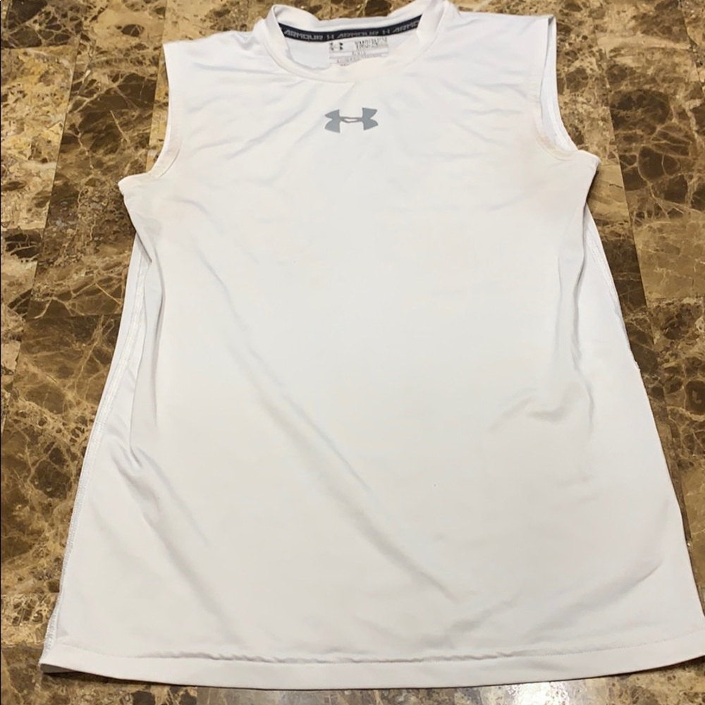 Youth Medium sleeveless white under Armour